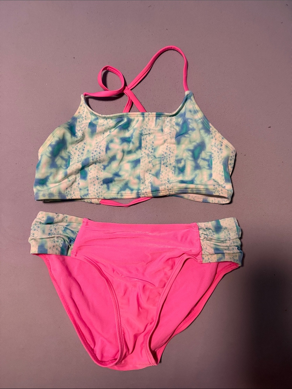 Cat & Jack Pink and Aqua Girls Two-Piece Swim Set